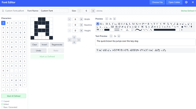 Needlepoint font creator and editor in TypeAlot
