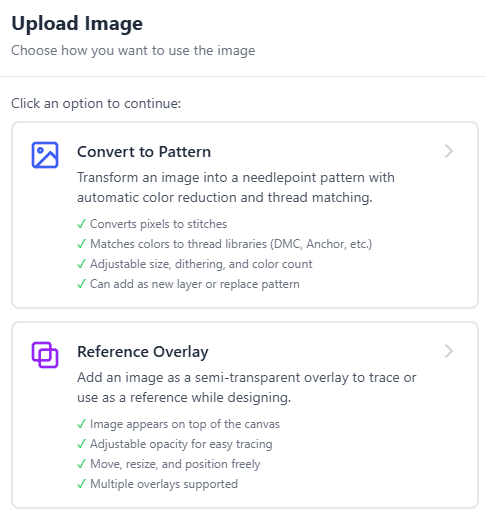 Photo to needlepoint pattern conversion in TypeAlot